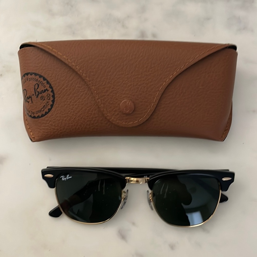 Ray-Ban Black and Gold Clubmaster Sunglasses